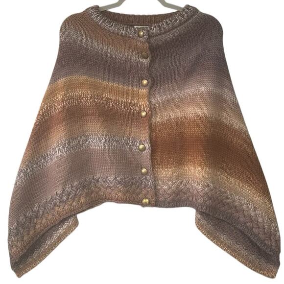 Simply Noelle One Size Button Front Poncho Lavender‎ Rust Muted Pastel Swiftie - Picture 1 of 8